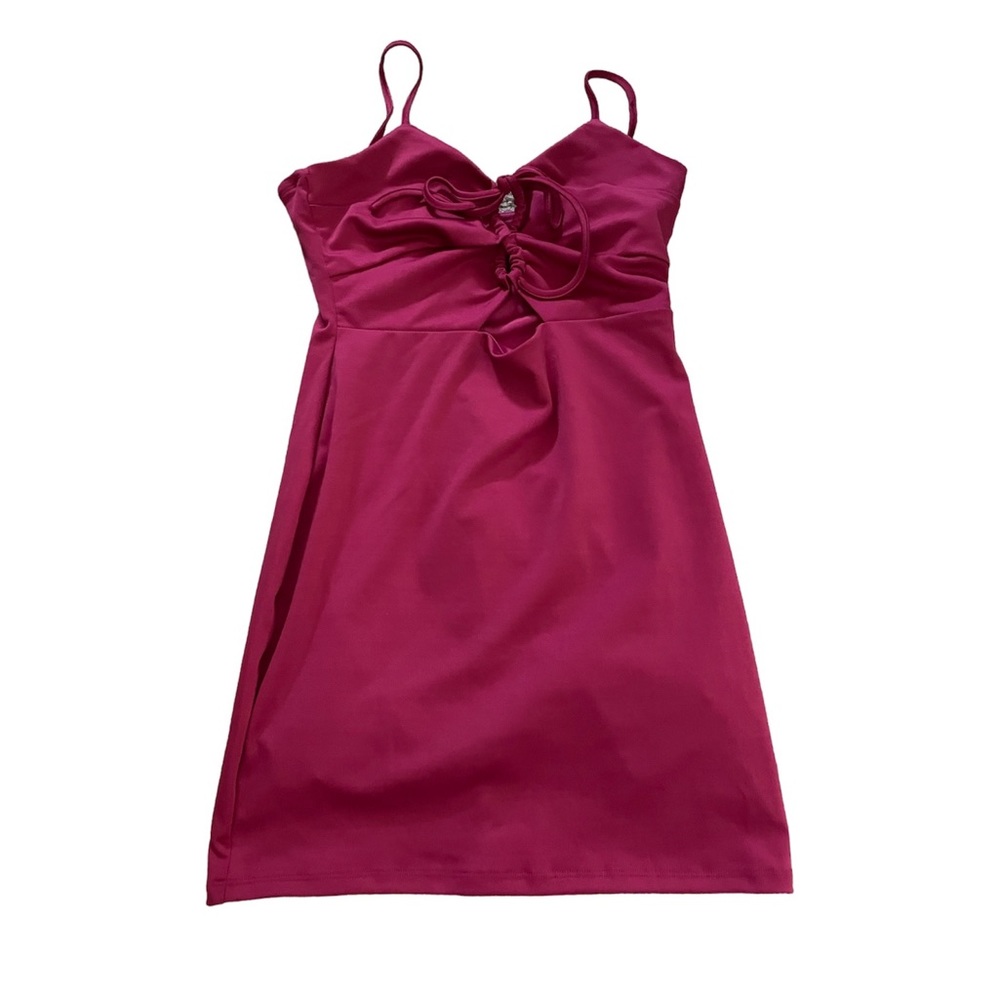 Hot Pink Blue Blush Cutout Tied Bodycon Dress